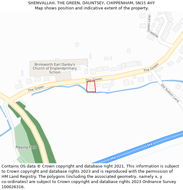 SHENVALLAH, THE GREEN, DAUNTSEY, CHIPPENHAM, SN15 4HY: Location map and indicative extent of plot