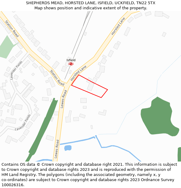 SHEPHERDS MEAD, HORSTED LANE, ISFIELD, UCKFIELD, TN22 5TX: Location map and indicative extent of plot