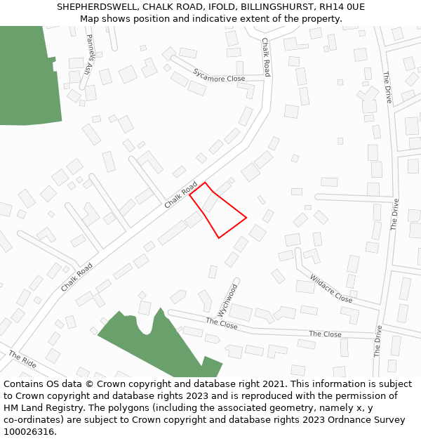 SHEPHERDSWELL, CHALK ROAD, IFOLD, BILLINGSHURST, RH14 0UE: Location map and indicative extent of plot