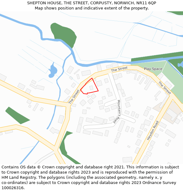 SHEPTON HOUSE, THE STREET, CORPUSTY, NORWICH, NR11 6QP: Location map and indicative extent of plot
