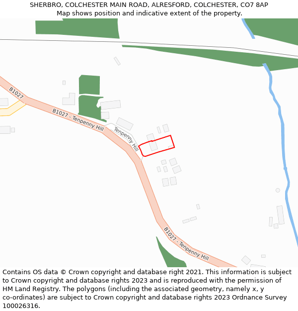 SHERBRO, COLCHESTER MAIN ROAD, ALRESFORD, COLCHESTER, CO7 8AP: Location map and indicative extent of plot