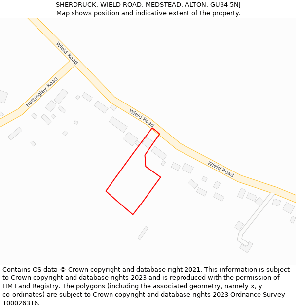 SHERDRUCK, WIELD ROAD, MEDSTEAD, ALTON, GU34 5NJ: Location map and indicative extent of plot