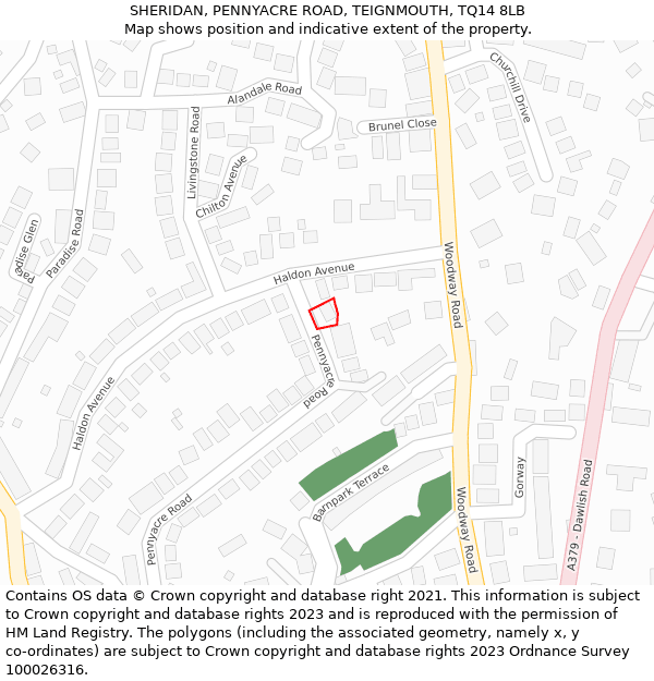 SHERIDAN, PENNYACRE ROAD, TEIGNMOUTH, TQ14 8LB: Location map and indicative extent of plot