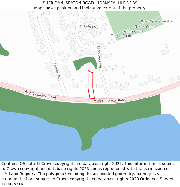 SHERIDAN, SEATON ROAD, HORNSEA, HU18 1BS: Location map and indicative extent of plot