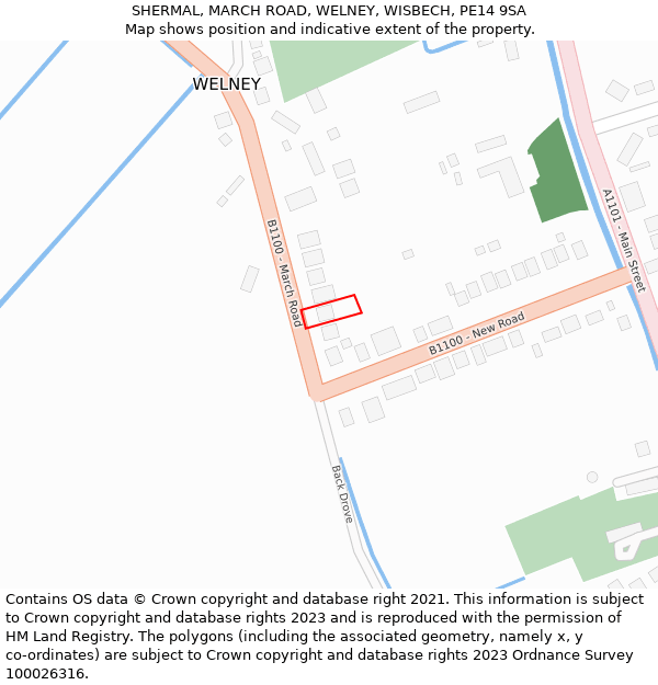 SHERMAL, MARCH ROAD, WELNEY, WISBECH, PE14 9SA: Location map and indicative extent of plot