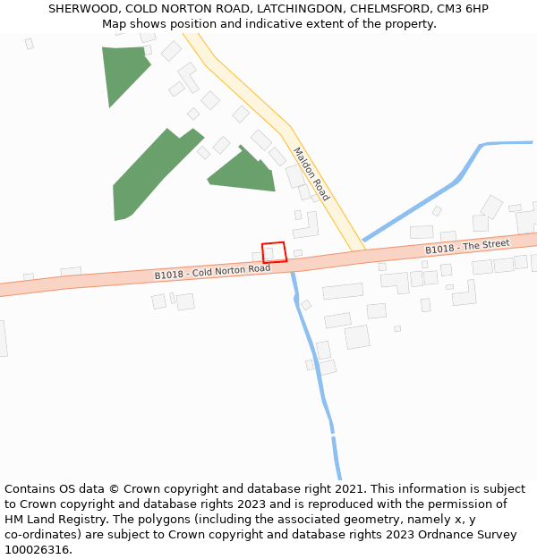 SHERWOOD, COLD NORTON ROAD, LATCHINGDON, CHELMSFORD, CM3 6HP: Location map and indicative extent of plot