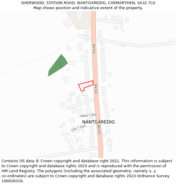 SHERWOOD, STATION ROAD, NANTGAREDIG, CARMARTHEN, SA32 7LG: Location map and indicative extent of plot