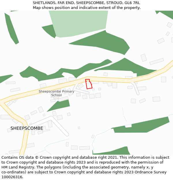 SHETLANDS, FAR END, SHEEPSCOMBE, STROUD, GL6 7RL: Location map and indicative extent of plot