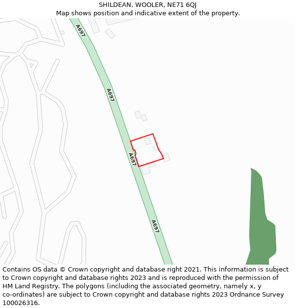 SHILDEAN, WOOLER, NE71 6QJ: Location map and indicative extent of plot