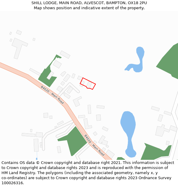 SHILL LODGE, MAIN ROAD, ALVESCOT, BAMPTON, OX18 2PU: Location map and indicative extent of plot