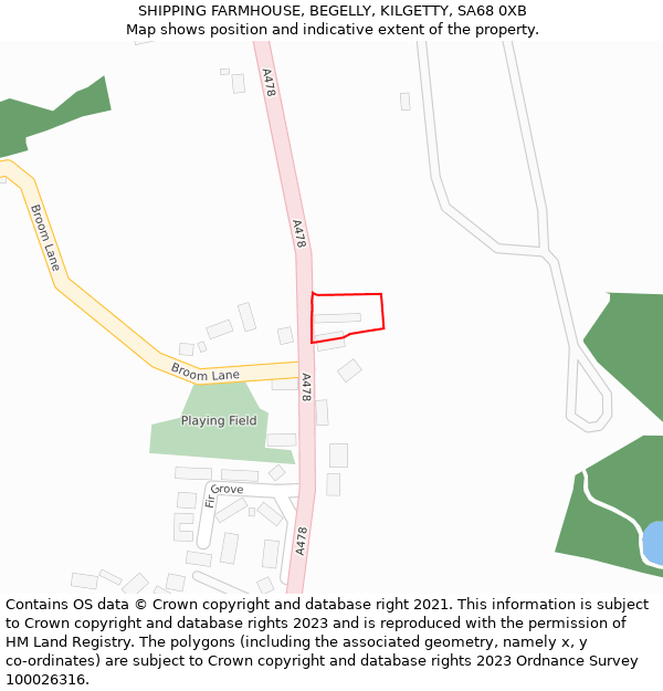 SHIPPING FARMHOUSE, BEGELLY, KILGETTY, SA68 0XB: Location map and indicative extent of plot