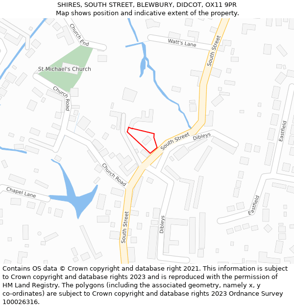 SHIRES, SOUTH STREET, BLEWBURY, DIDCOT, OX11 9PR: Location map and indicative extent of plot