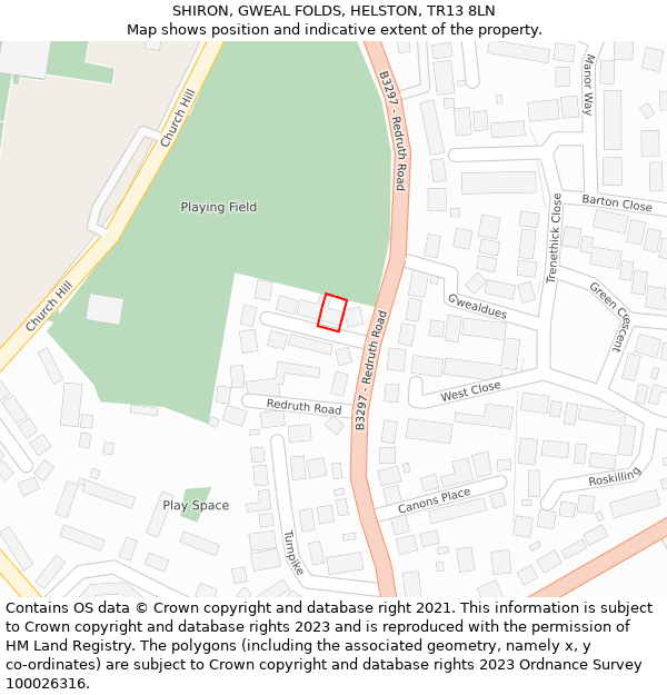 SHIRON, GWEAL FOLDS, HELSTON, TR13 8LN: Location map and indicative extent of plot