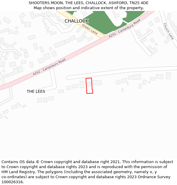 SHOOTERS MOON, THE LEES, CHALLOCK, ASHFORD, TN25 4DE: Location map and indicative extent of plot