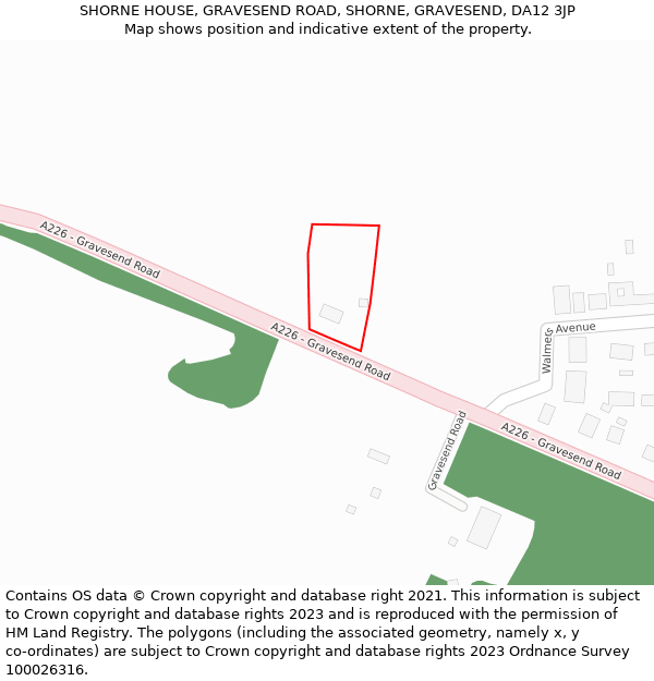 SHORNE HOUSE, GRAVESEND ROAD, SHORNE, GRAVESEND, DA12 3JP: Location map and indicative extent of plot