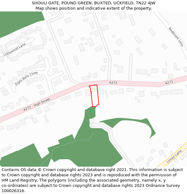 SHOULI GATE, POUND GREEN, BUXTED, UCKFIELD, TN22 4JW: Location map and indicative extent of plot