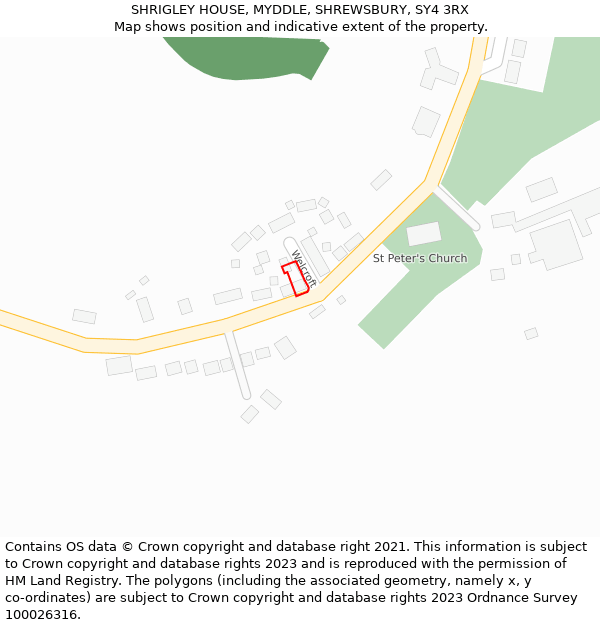 SHRIGLEY HOUSE, MYDDLE, SHREWSBURY, SY4 3RX: Location map and indicative extent of plot