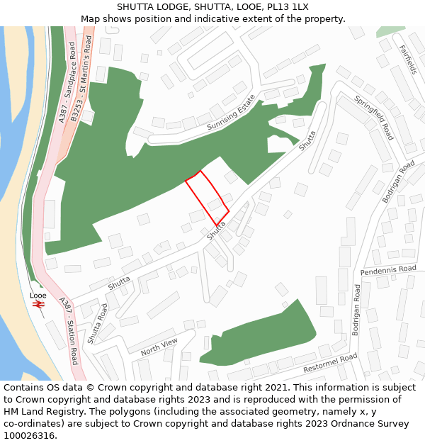 SHUTTA LODGE, SHUTTA, LOOE, PL13 1LX: Location map and indicative extent of plot