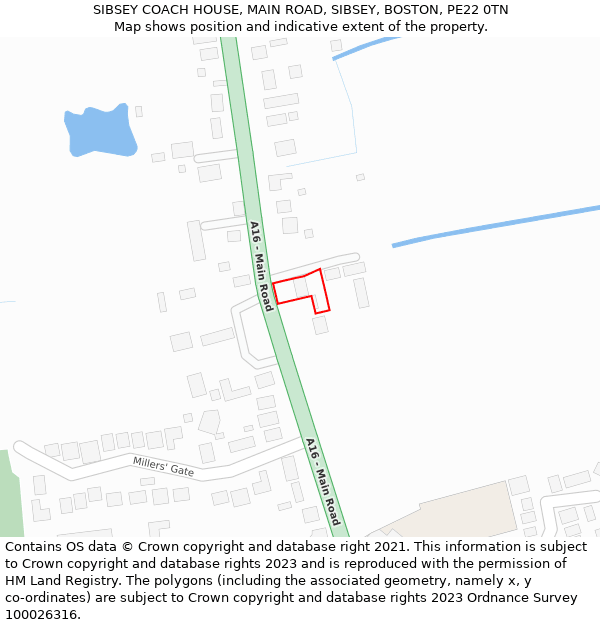 SIBSEY COACH HOUSE, MAIN ROAD, SIBSEY, BOSTON, PE22 0TN: Location map and indicative extent of plot