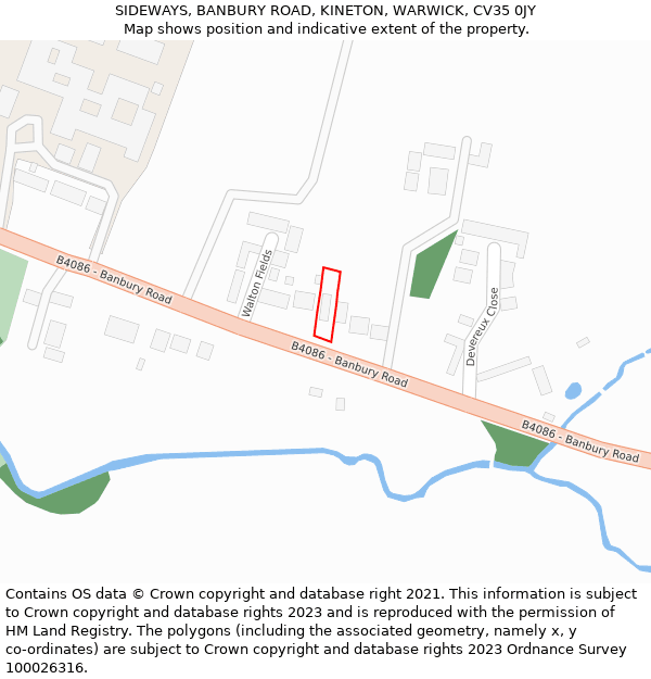 SIDEWAYS, BANBURY ROAD, KINETON, WARWICK, CV35 0JY: Location map and indicative extent of plot