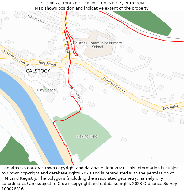 SIDORCA, HAREWOOD ROAD, CALSTOCK, PL18 9QN: Location map and indicative extent of plot