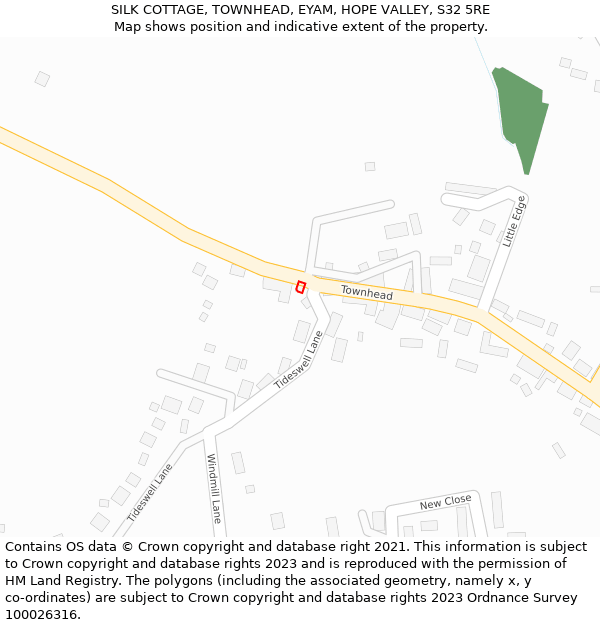 SILK COTTAGE, TOWNHEAD, EYAM, HOPE VALLEY, S32 5RE: Location map and indicative extent of plot