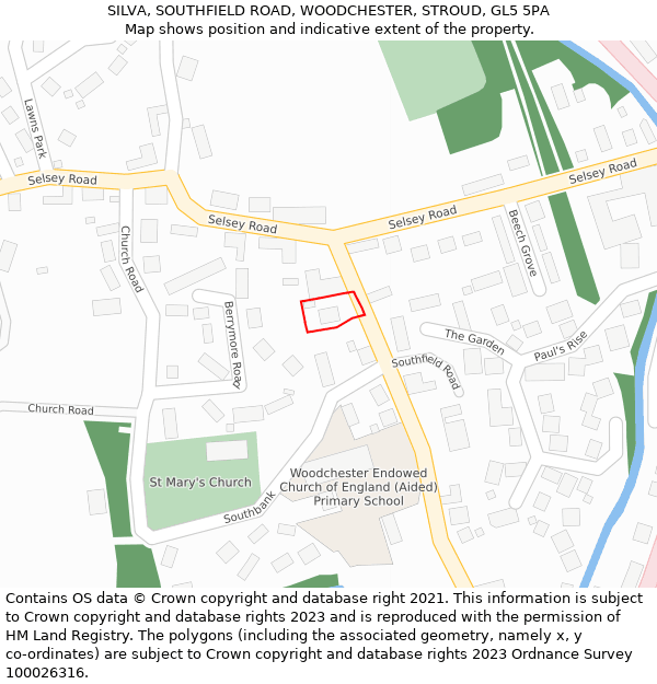 SILVA, SOUTHFIELD ROAD, WOODCHESTER, STROUD, GL5 5PA: Location map and indicative extent of plot