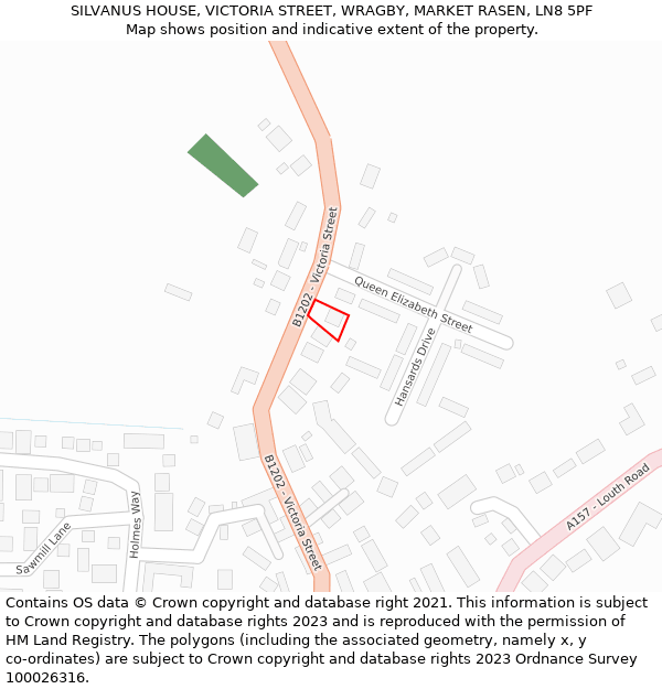SILVANUS HOUSE, VICTORIA STREET, WRAGBY, MARKET RASEN, LN8 5PF: Location map and indicative extent of plot