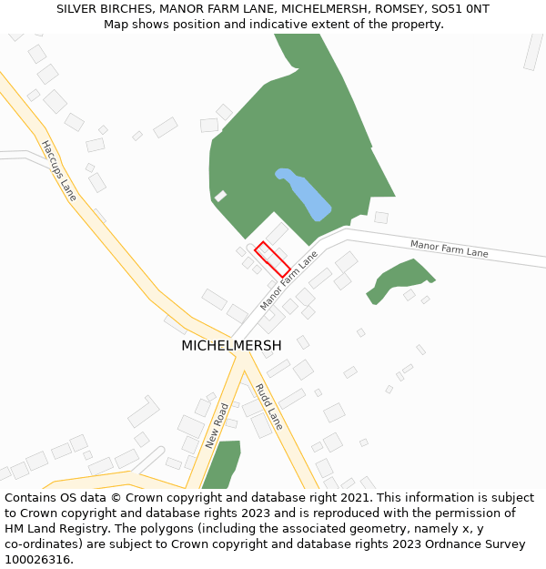SILVER BIRCHES, MANOR FARM LANE, MICHELMERSH, ROMSEY, SO51 0NT: Location map and indicative extent of plot