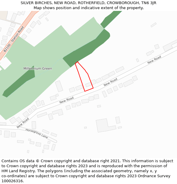 SILVER BIRCHES, NEW ROAD, ROTHERFIELD, CROWBOROUGH, TN6 3JR: Location map and indicative extent of plot