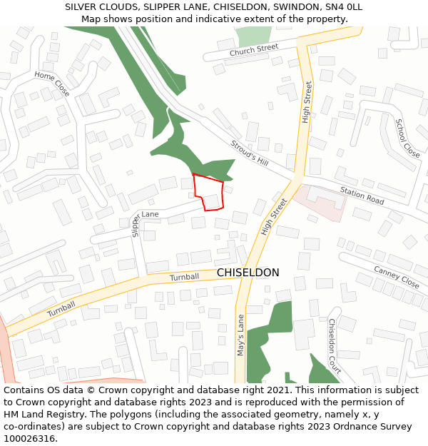 SILVER CLOUDS, SLIPPER LANE, CHISELDON, SWINDON, SN4 0LL: Location map and indicative extent of plot