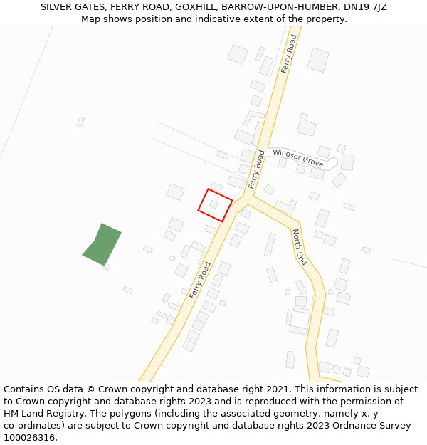 SILVER GATES, FERRY ROAD, GOXHILL, BARROW-UPON-HUMBER, DN19 7JZ: Location map and indicative extent of plot