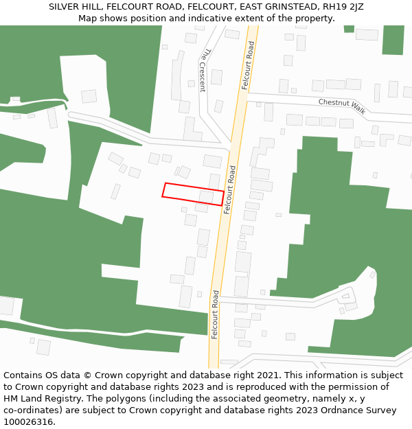 SILVER HILL, FELCOURT ROAD, FELCOURT, EAST GRINSTEAD, RH19 2JZ: Location map and indicative extent of plot