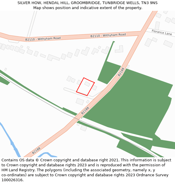 SILVER HOW, HENDAL HILL, GROOMBRIDGE, TUNBRIDGE WELLS, TN3 9NS: Location map and indicative extent of plot