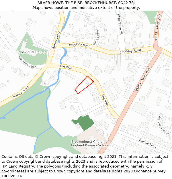 SILVER HOWE, THE RISE, BROCKENHURST, SO42 7SJ: Location map and indicative extent of plot
