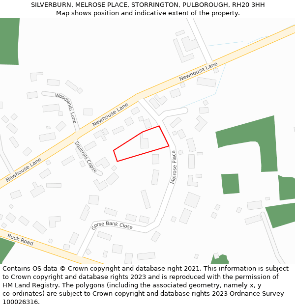 SILVERBURN, MELROSE PLACE, STORRINGTON, PULBOROUGH, RH20 3HH: Location map and indicative extent of plot