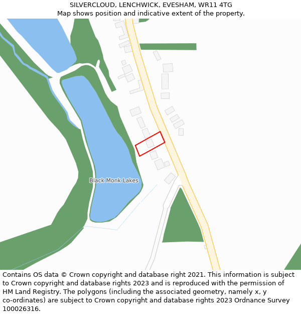 SILVERCLOUD, LENCHWICK, EVESHAM, WR11 4TG: Location map and indicative extent of plot