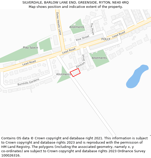 SILVERDALE, BARLOW LANE END, GREENSIDE, RYTON, NE40 4RQ: Location map and indicative extent of plot