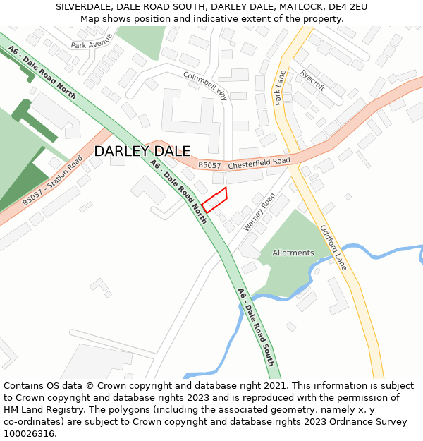 SILVERDALE, DALE ROAD SOUTH, DARLEY DALE, MATLOCK, DE4 2EU: Location map and indicative extent of plot