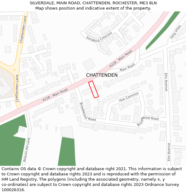 SILVERDALE, MAIN ROAD, CHATTENDEN, ROCHESTER, ME3 8LN: Location map and indicative extent of plot