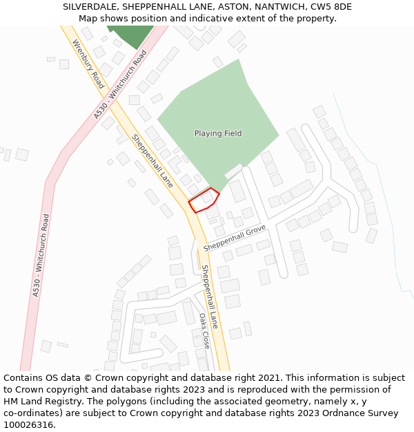 SILVERDALE, SHEPPENHALL LANE, ASTON, NANTWICH, CW5 8DE: Location map and indicative extent of plot