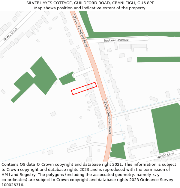 SILVERHAYES COTTAGE, GUILDFORD ROAD, CRANLEIGH, GU6 8PF: Location map and indicative extent of plot