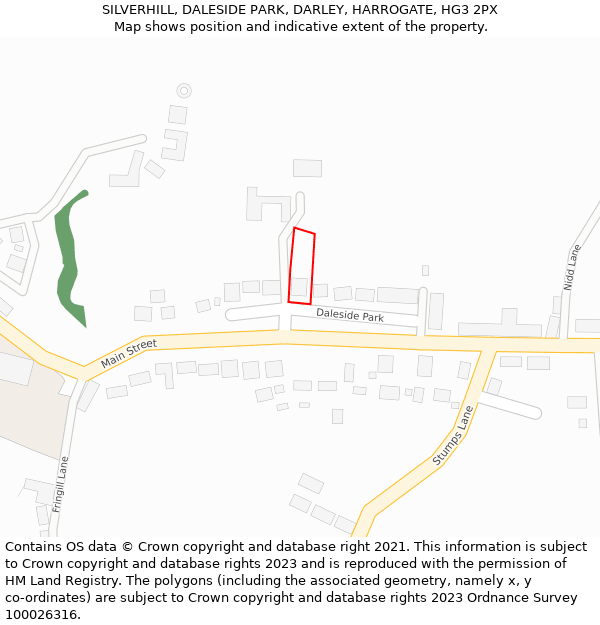 SILVERHILL, DALESIDE PARK, DARLEY, HARROGATE, HG3 2PX: Location map and indicative extent of plot