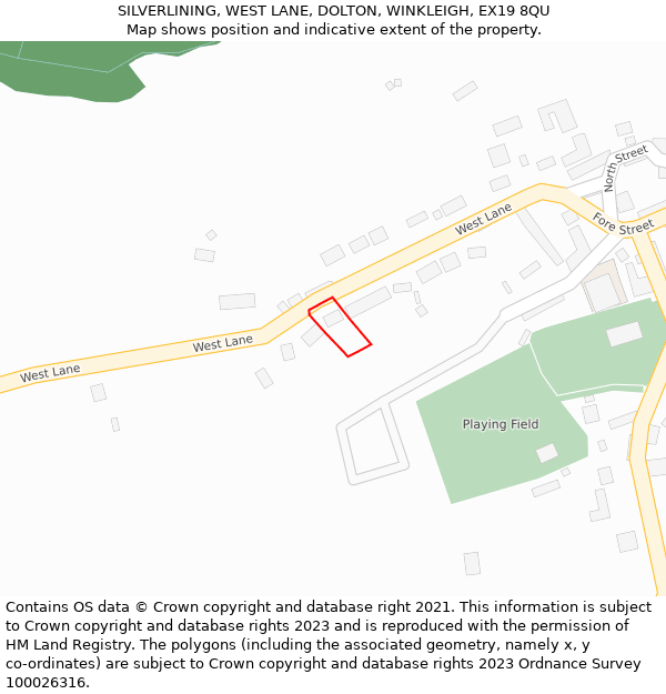 SILVERLINING, WEST LANE, DOLTON, WINKLEIGH, EX19 8QU: Location map and indicative extent of plot