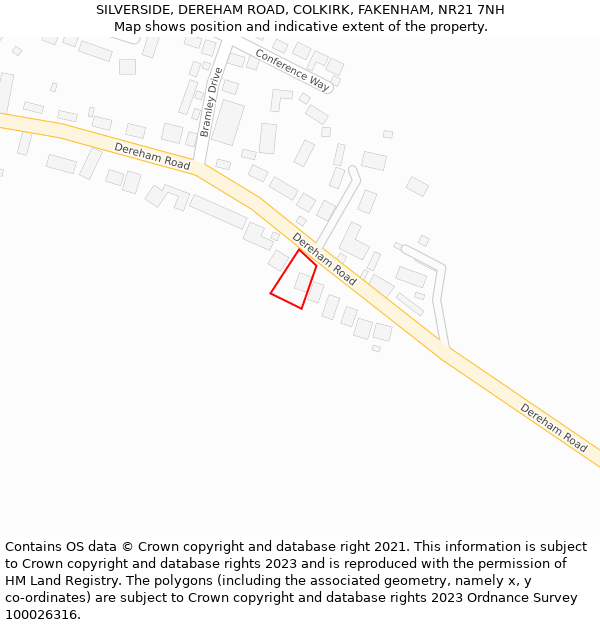 SILVERSIDE, DEREHAM ROAD, COLKIRK, FAKENHAM, NR21 7NH: Location map and indicative extent of plot