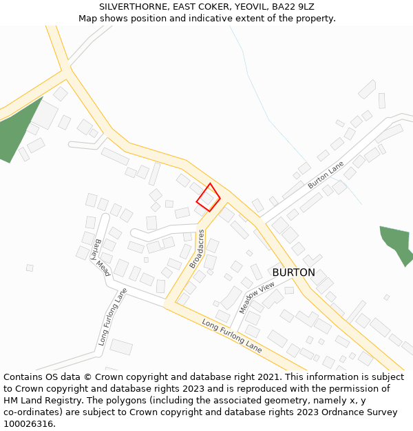 SILVERTHORNE, EAST COKER, YEOVIL, BA22 9LZ: Location map and indicative extent of plot