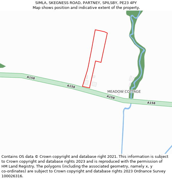 SIMLA, SKEGNESS ROAD, PARTNEY, SPILSBY, PE23 4PY: Location map and indicative extent of plot