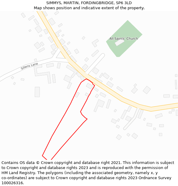 SIMMYS, MARTIN, FORDINGBRIDGE, SP6 3LD: Location map and indicative extent of plot