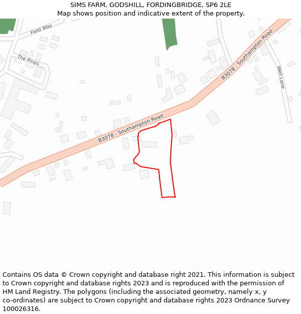 SIMS FARM, GODSHILL, FORDINGBRIDGE, SP6 2LE: Location map and indicative extent of plot