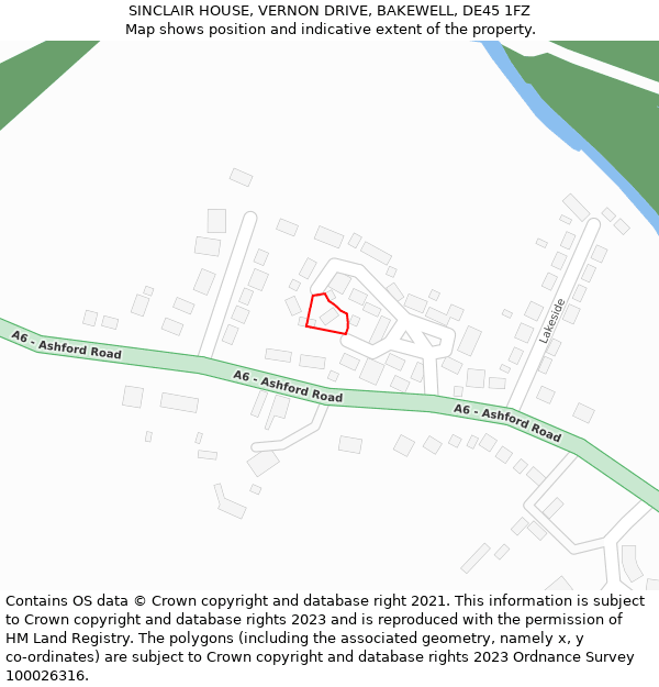 SINCLAIR HOUSE, VERNON DRIVE, BAKEWELL, DE45 1FZ: Location map and indicative extent of plot